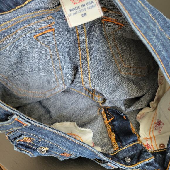 True Religion Joey Low Rise Flare Jeans Saddle Stitch Twisted Seam Women 28 - Picture 11 of 13